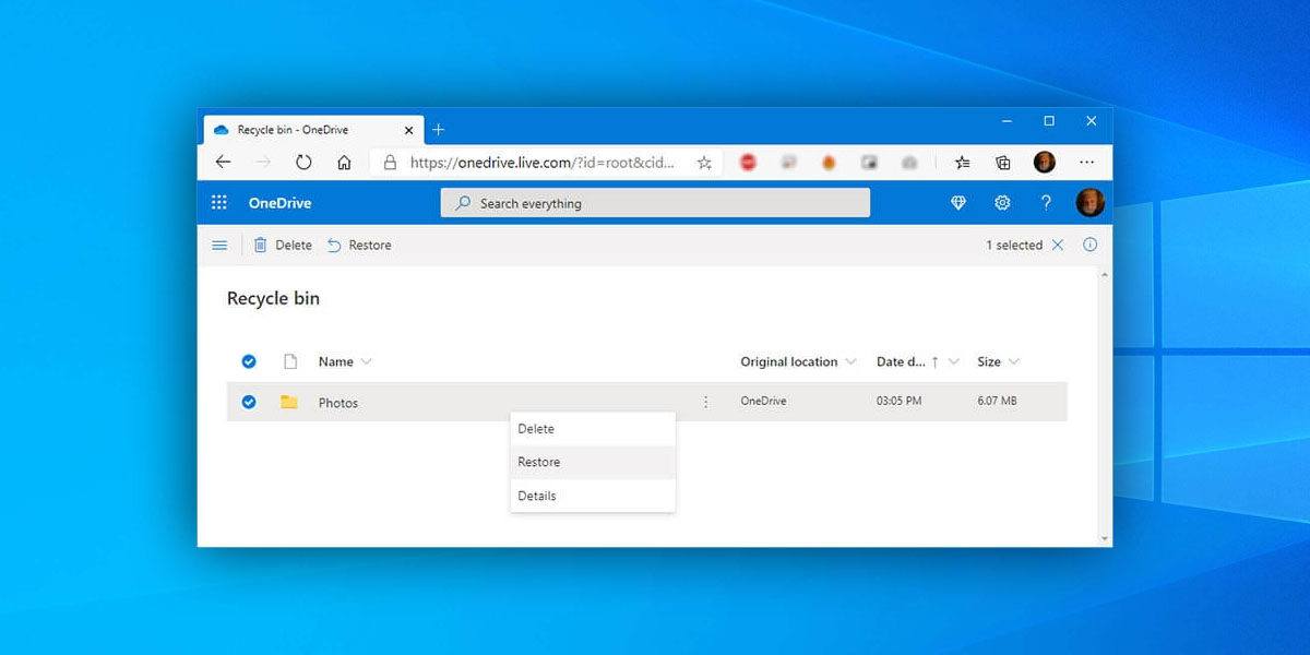 recover deleted photos from OneDrive