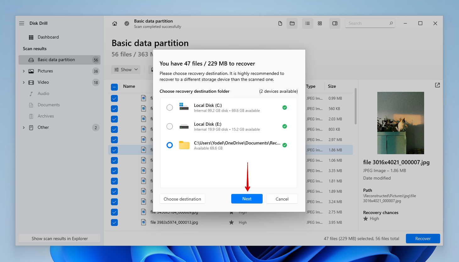 Finishing RAW partition data recovery.