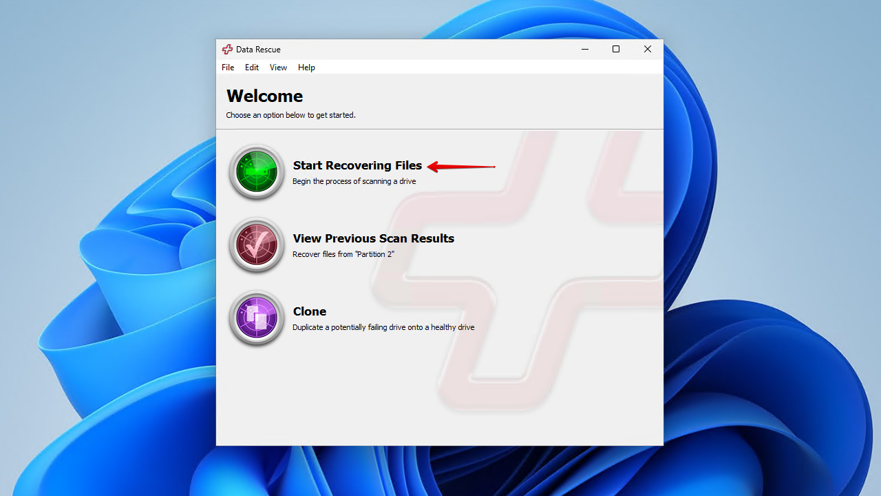 Beginning file recovery with Data Rescue.