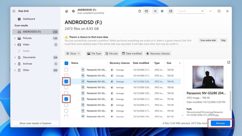 Disk Drill Selecting Files to Recover