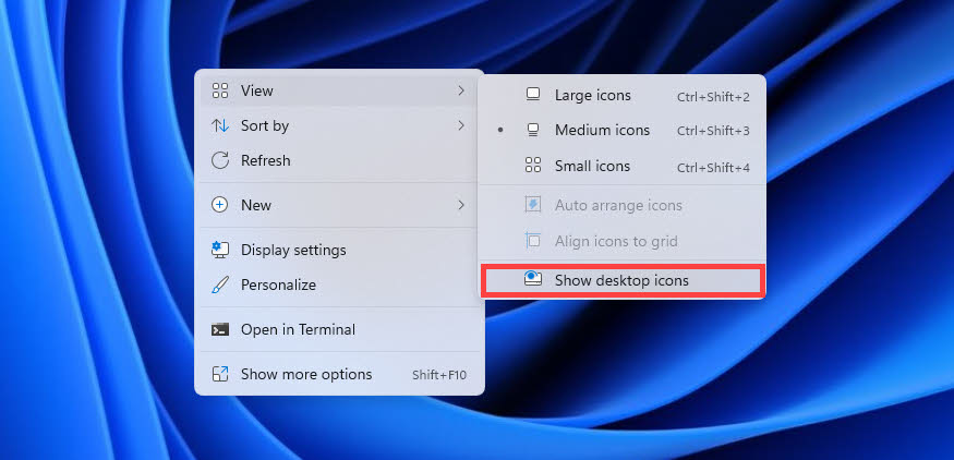 show desktop icons windows 11
